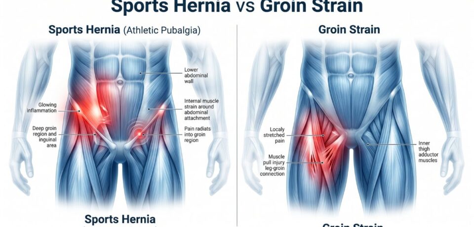 Physiotherapist treating groin pain in patient at Corefit Physiocare Vaishali