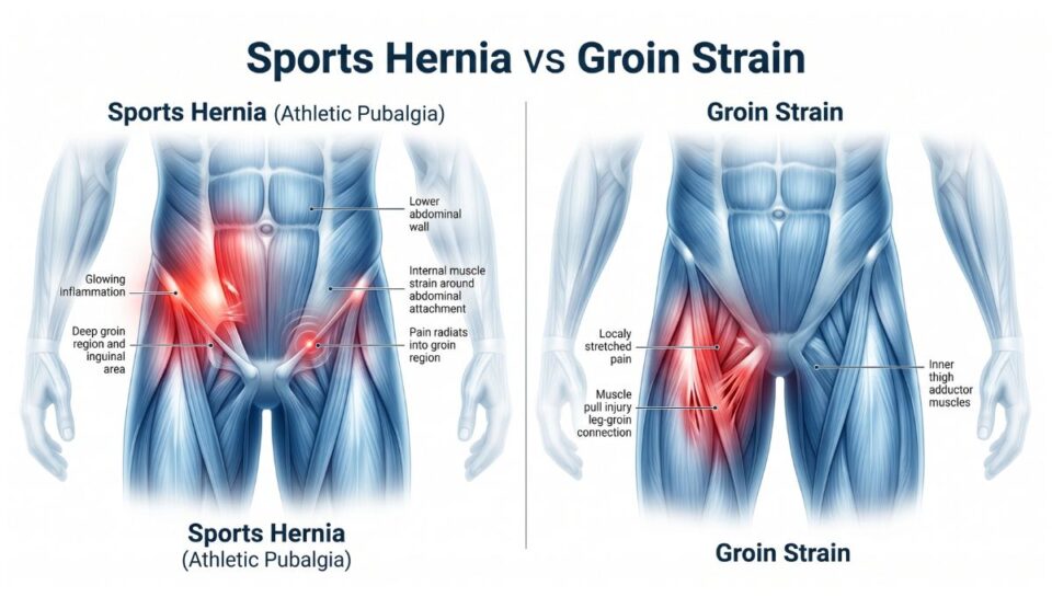 Physiotherapist treating groin pain in patient at Corefit Physiocare Vaishali