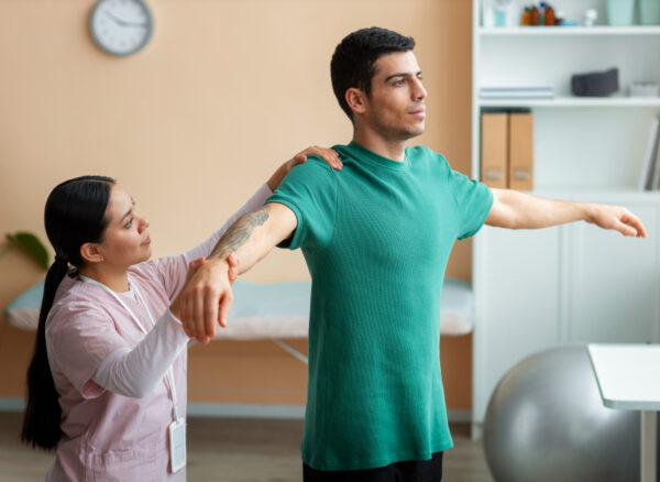 Home physiotherapy in Crossings Republik — Corefit Physiocare therapist treating patient at home