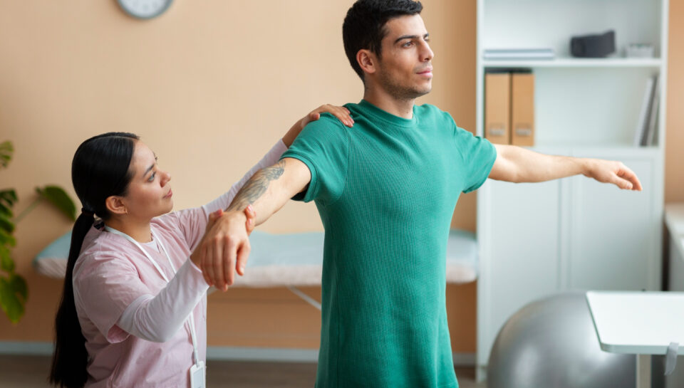 Home physiotherapy in Crossings Republik — Corefit Physiocare therapist treating patient at home